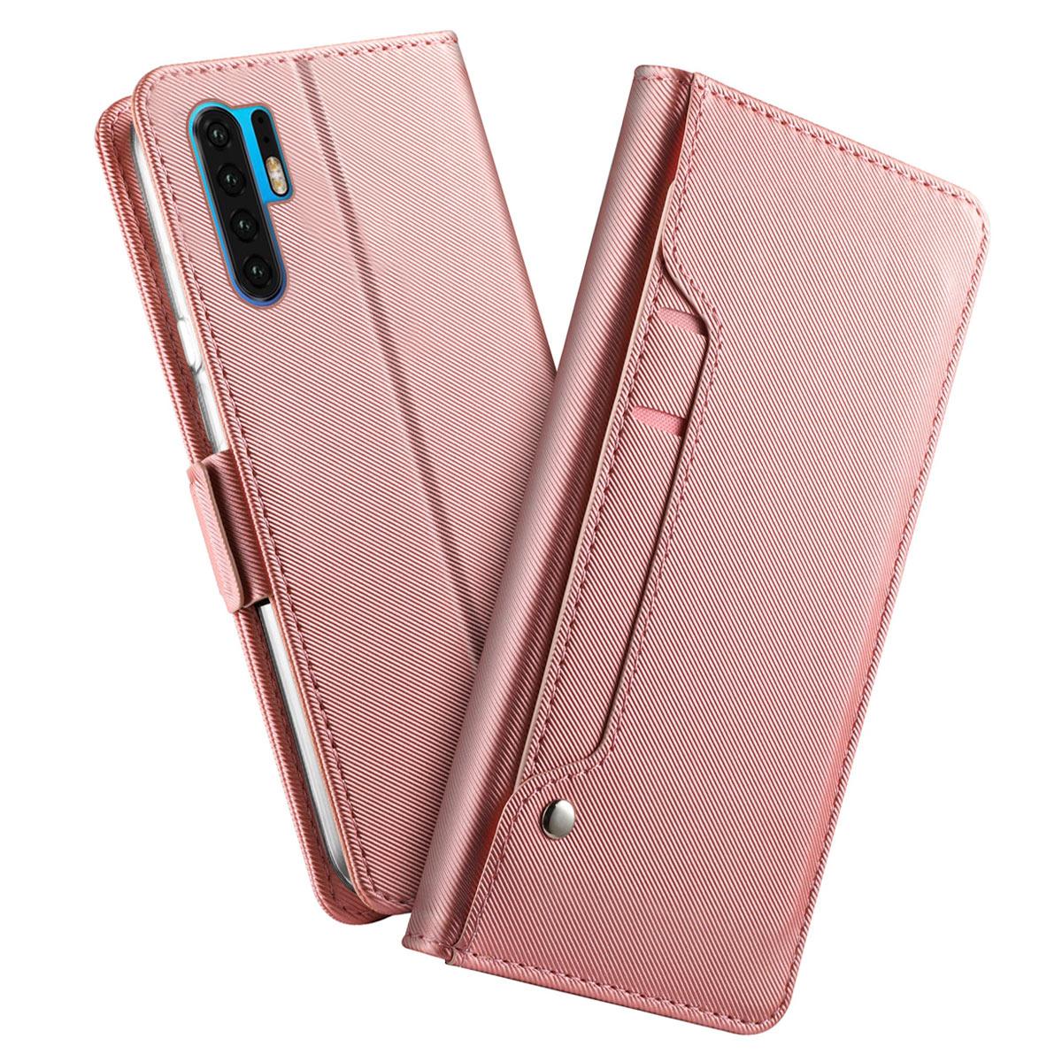Huawei P30 Pro Wallet Case Mirror Pink Gold
