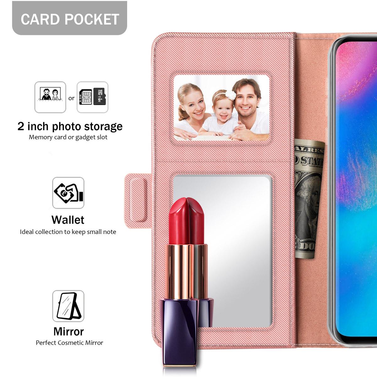 Huawei P30 Pro Wallet Case Mirror Pink Gold