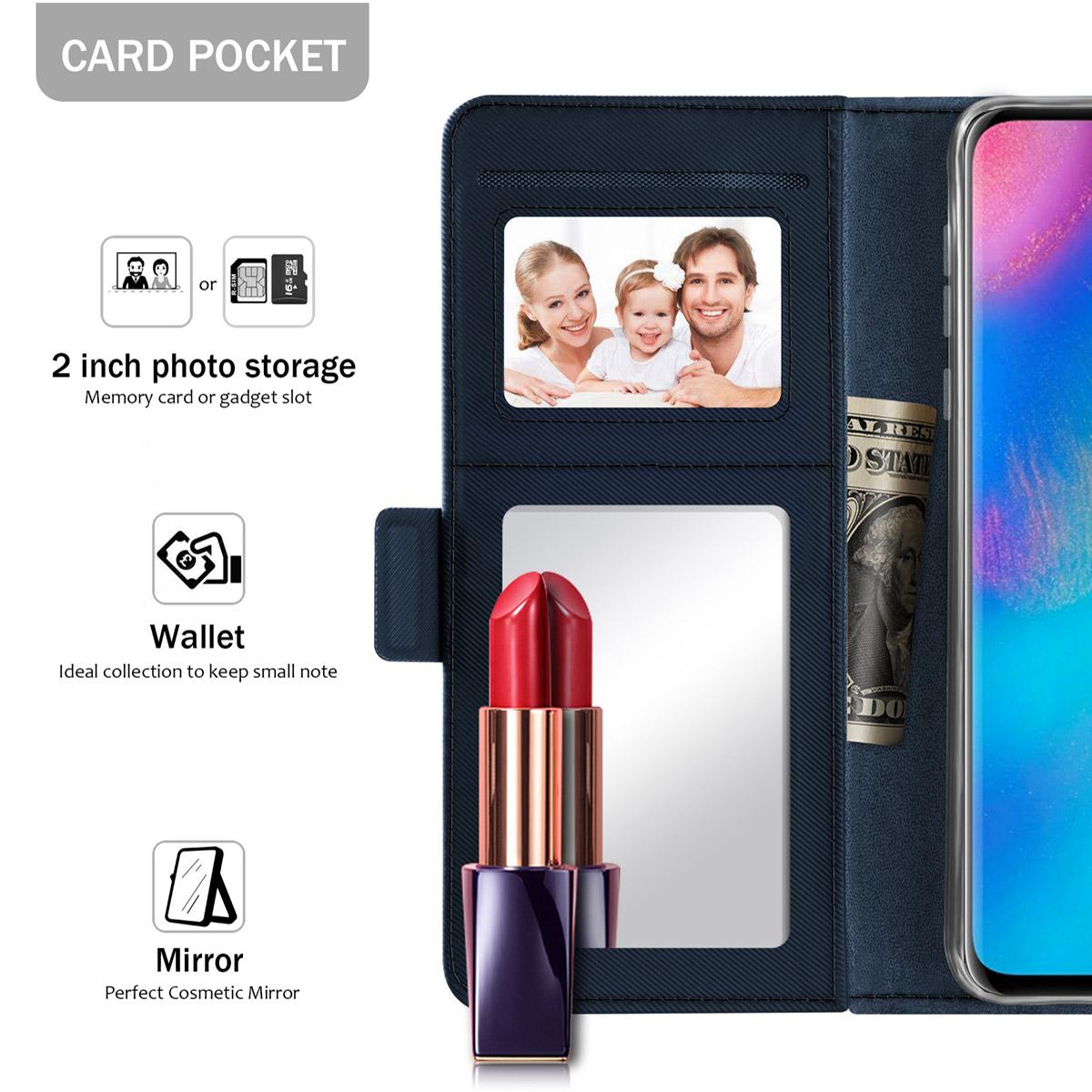 Huawei P30 Pro Wallet Case Mirror Black