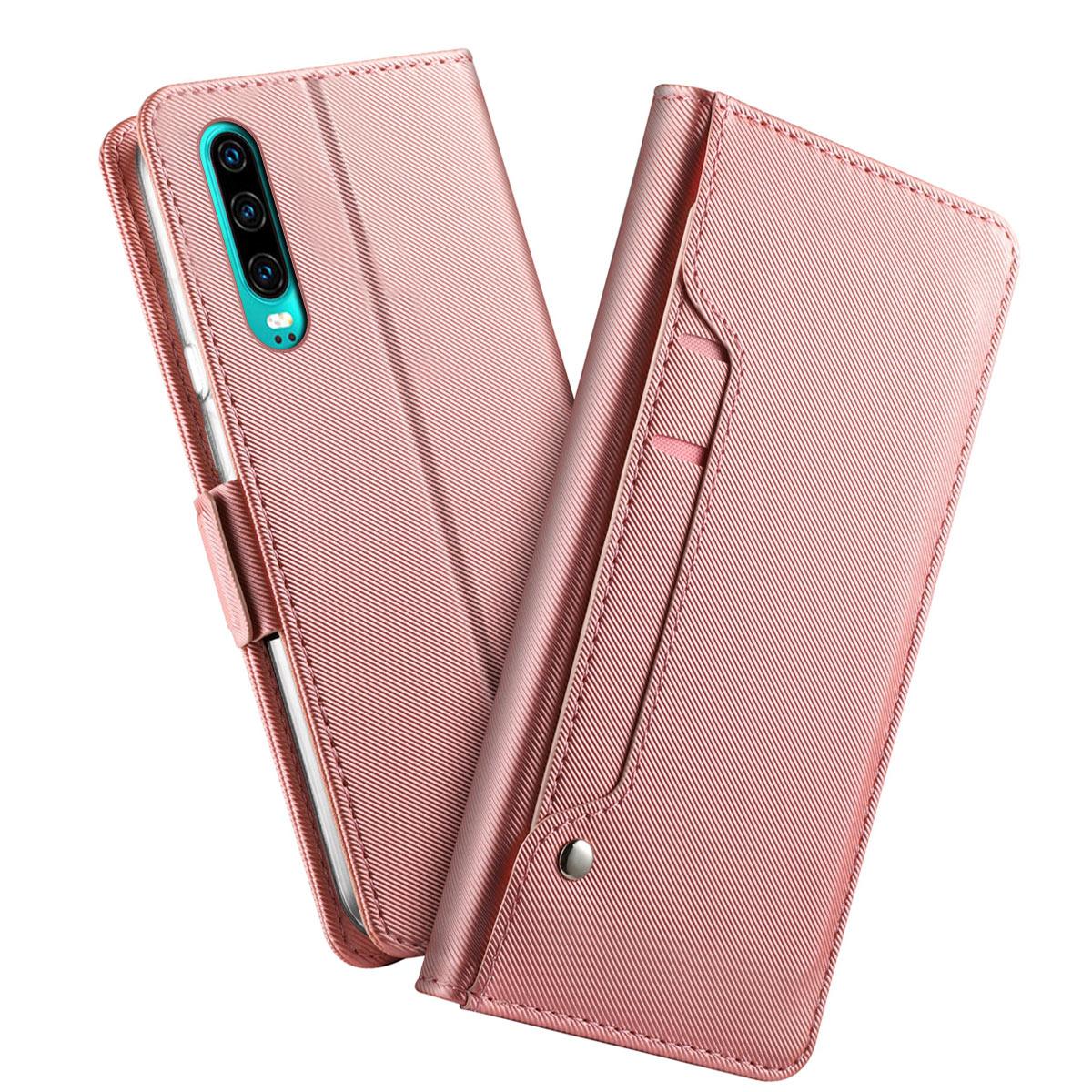 Huawei P30 Wallet Case Mirror Pink Gold