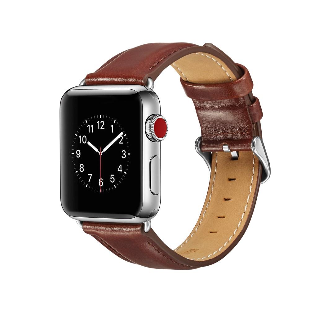 Apple Watch SE 44mm Premium Leather Band Brown