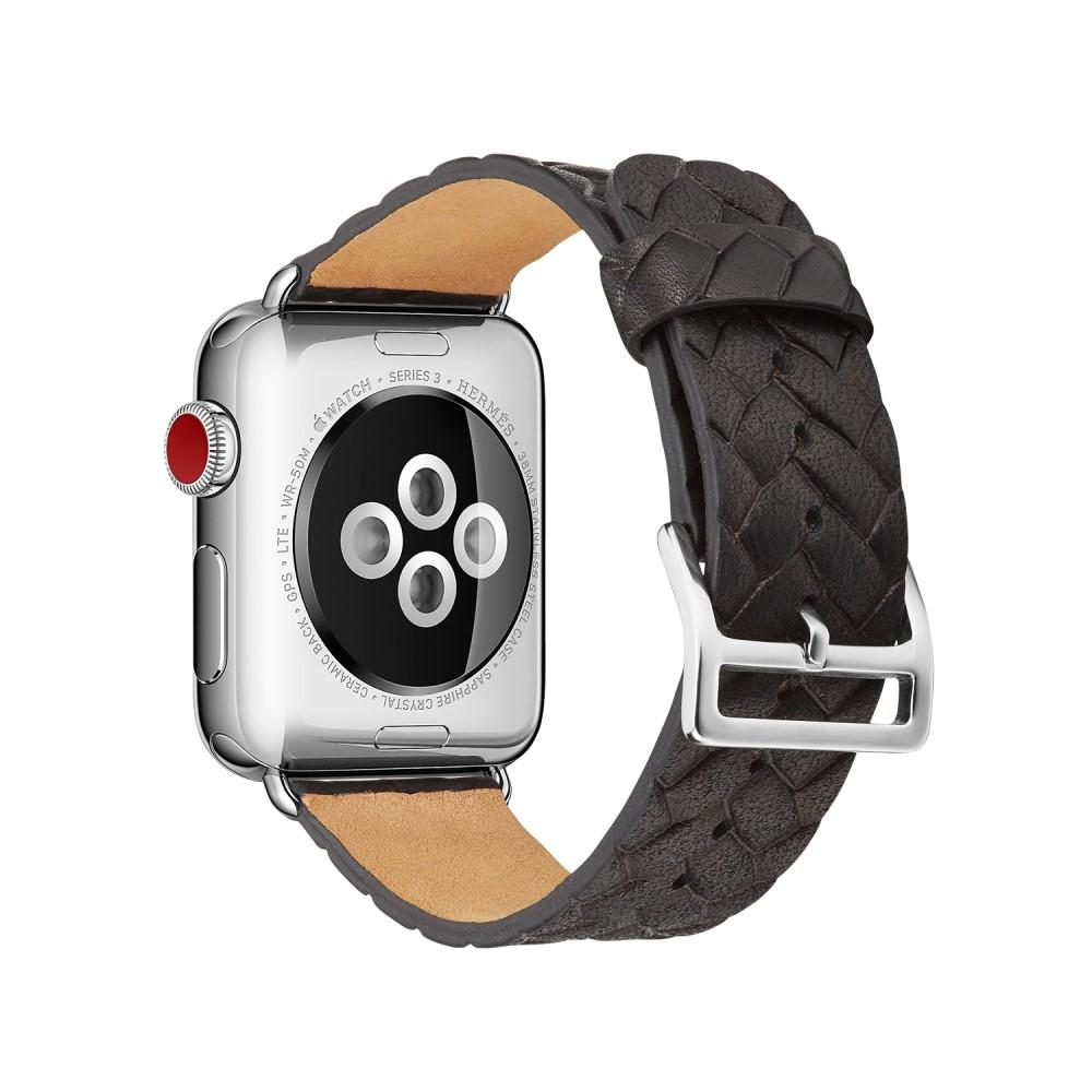 Apple Watch SE 44mm Woven Leather Band Brown