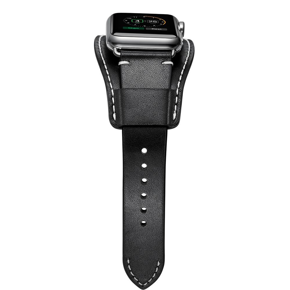 Apple Watch 44mm Wide Leather Watch Band Black