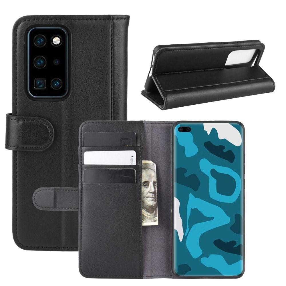 Huawei P40 Pro Genuine Leather Wallet Case Black