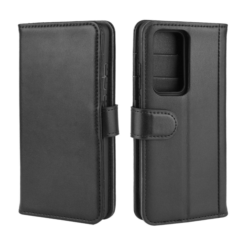 Huawei P40 Genuine Leather Wallet Case Black