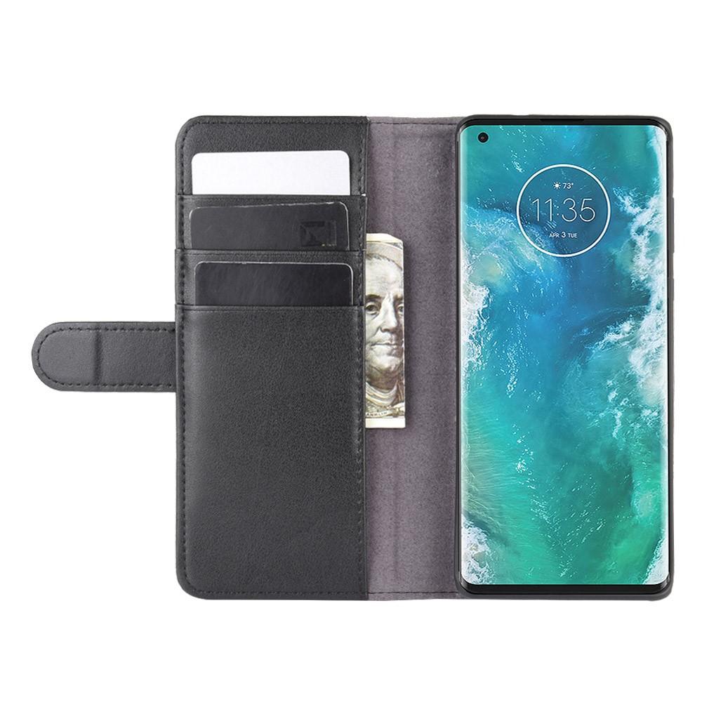 Motorola Edge Plus Genuine Leather Wallet Case Black