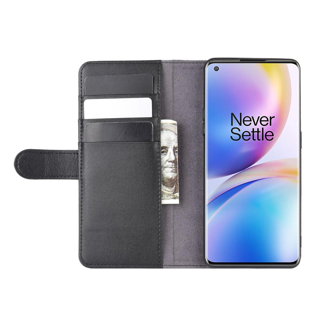 OnePlus 8 Pro Genuine Leather Wallet Case Black