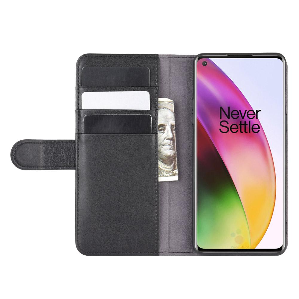  OnePlus 8 Genuine Leather Wallet Case Black
