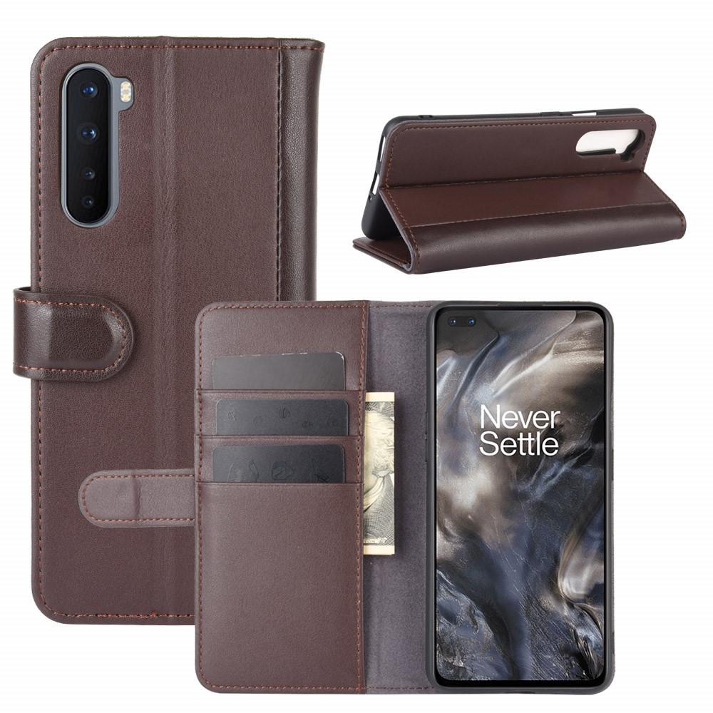 OnePlus Nord Genuine Leather Wallet Case Brown