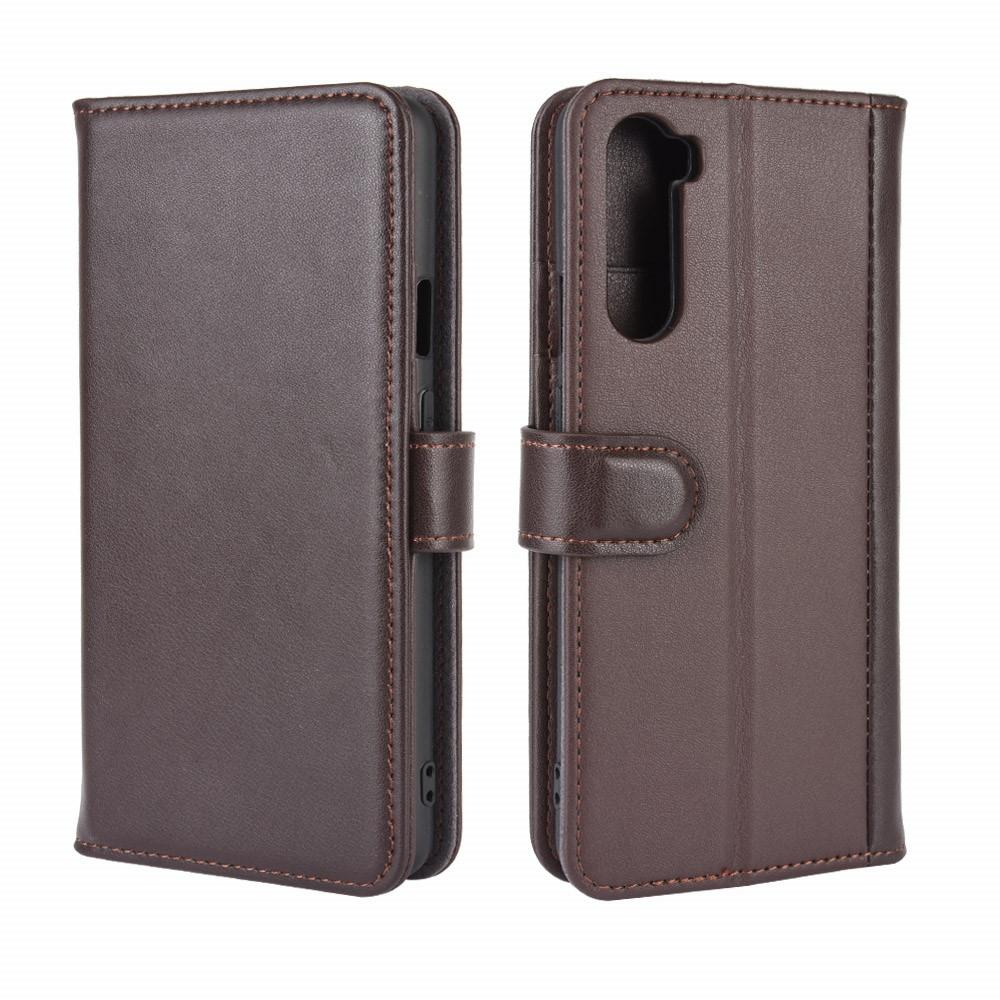 OnePlus Nord Genuine Leather Wallet Case Brown