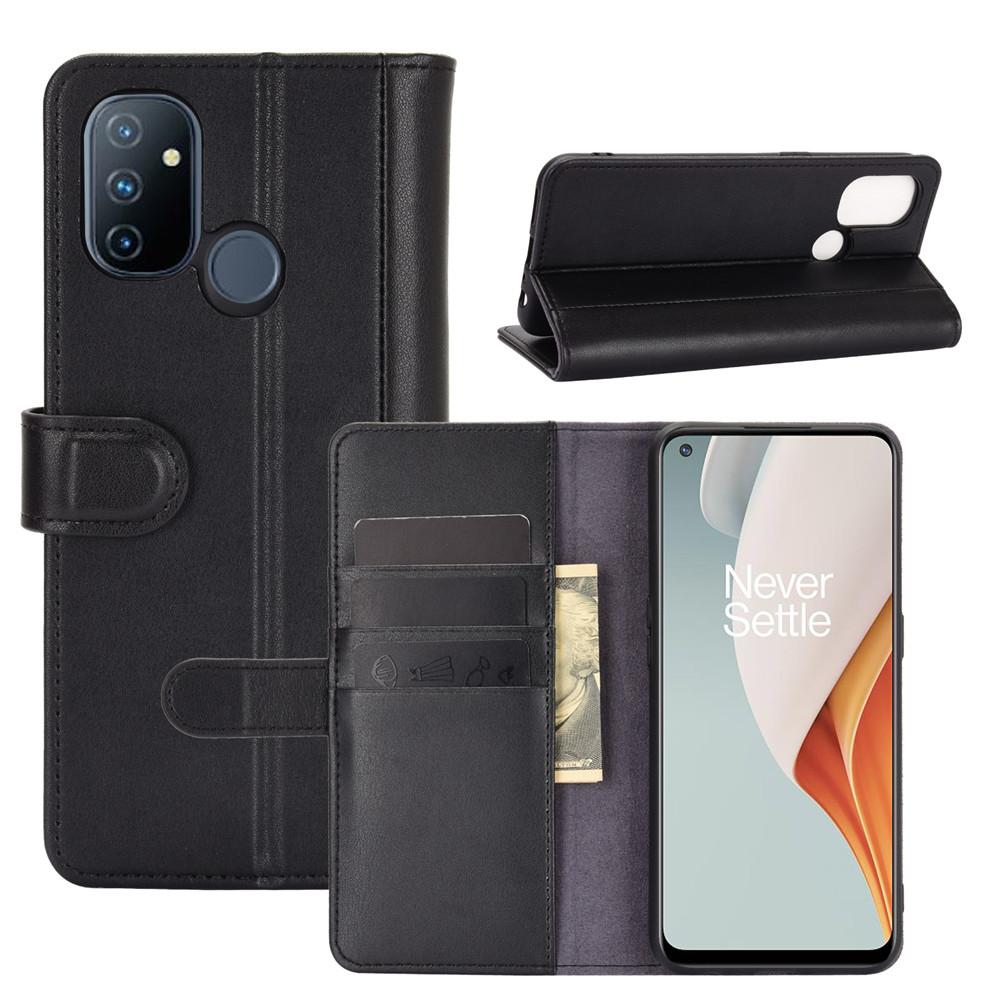 OnePlus Nord N100 Genuine Leather Wallet Case Black