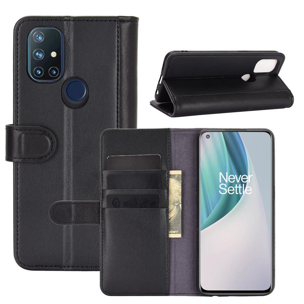 OnePlus Nord N10 5G Genuine Leather Wallet Case Black