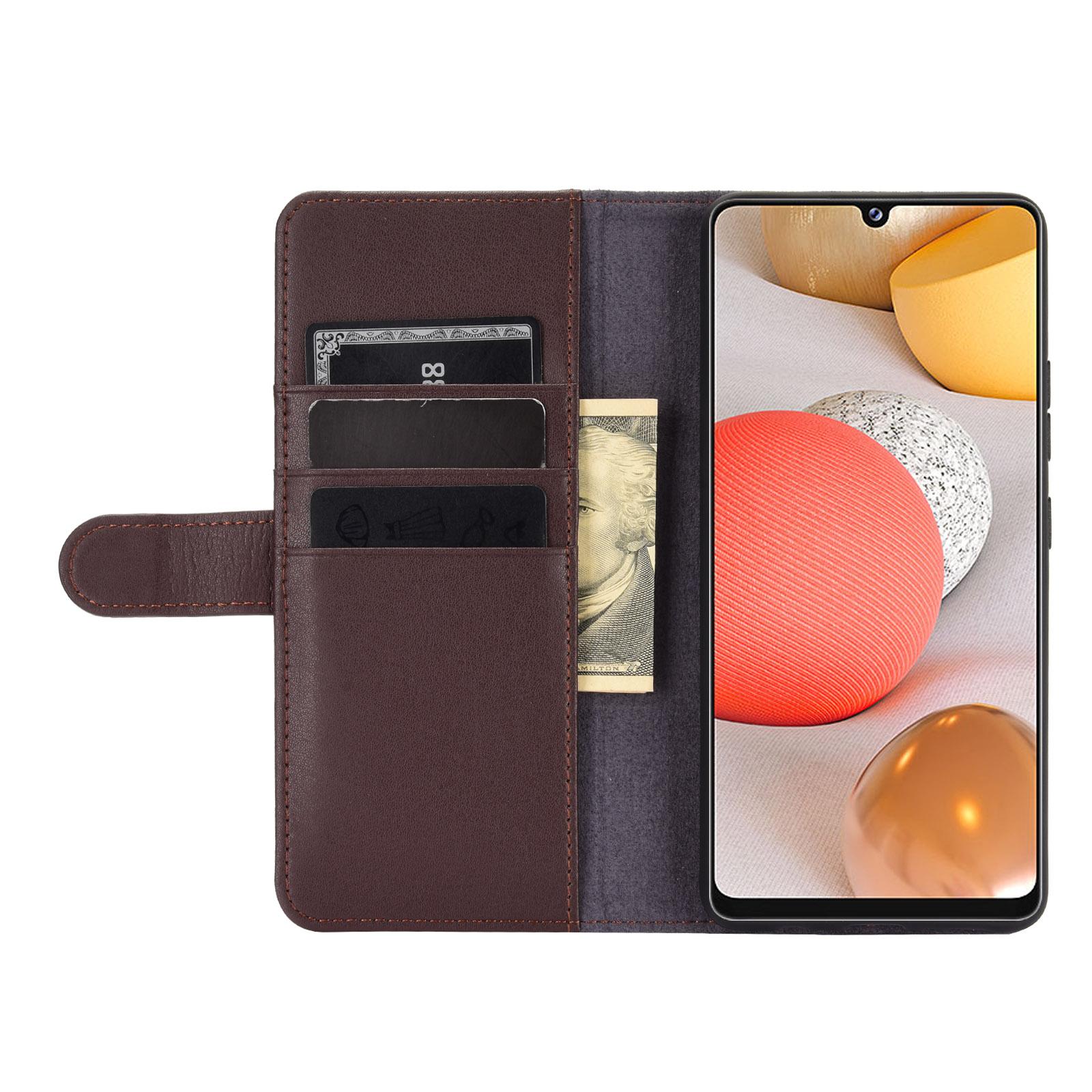 Samsung Galaxy A12 5G Genuine Leather Wallet Case Brown