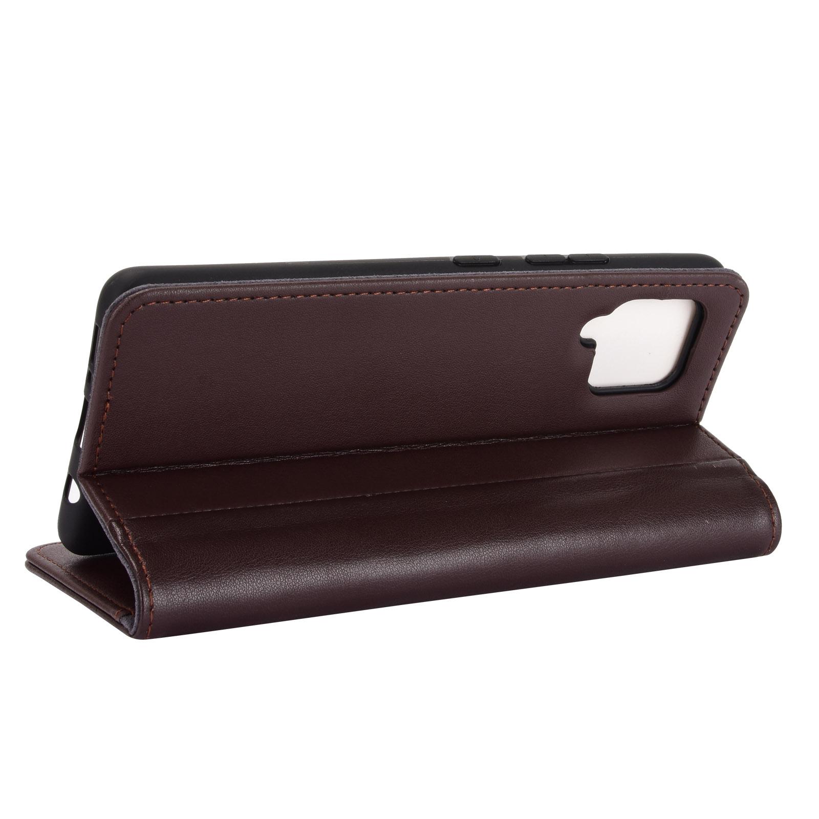 Samsung Galaxy A12 5G Genuine Leather Wallet Case Brown