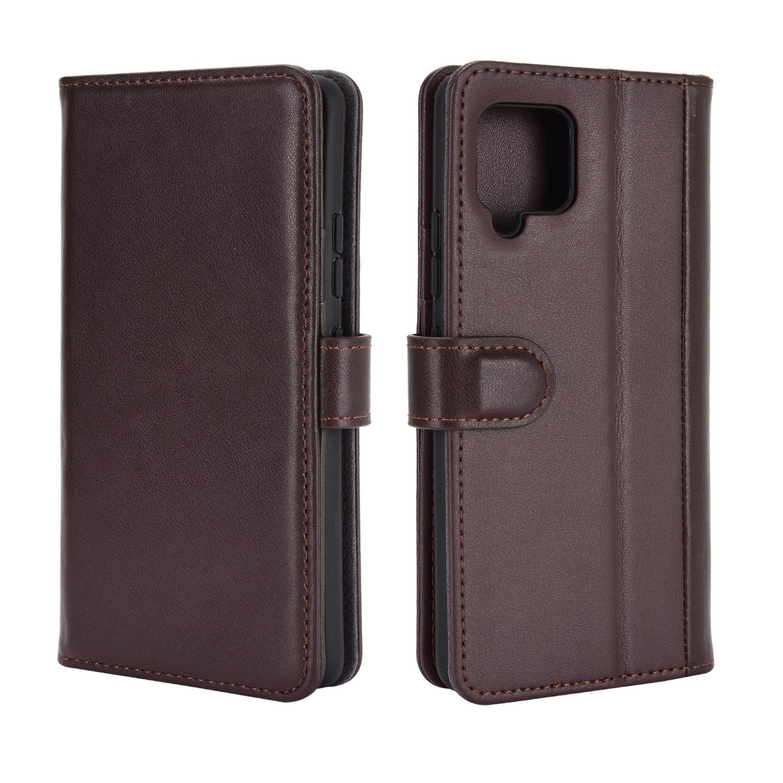 Samsung Galaxy A12 5G Genuine Leather Wallet Case Brown