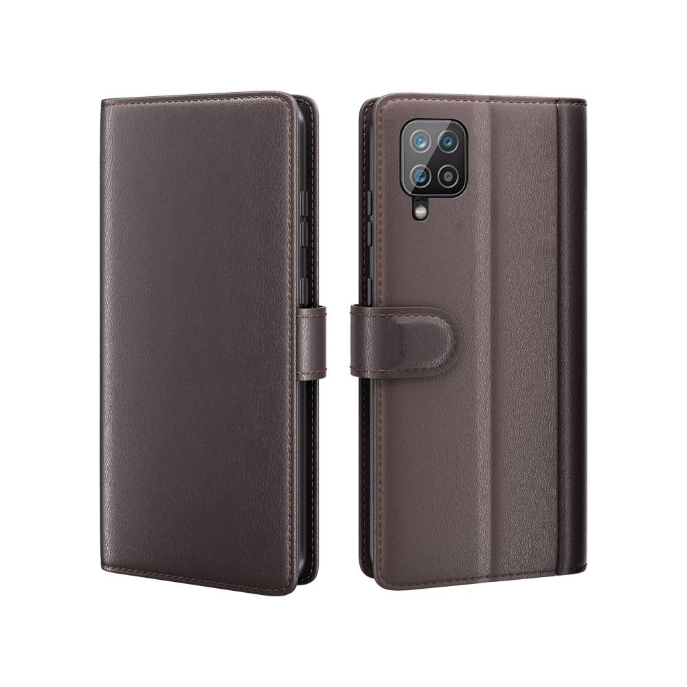 Samsung Galaxy A12 5G Genuine Leather Wallet Case Brown