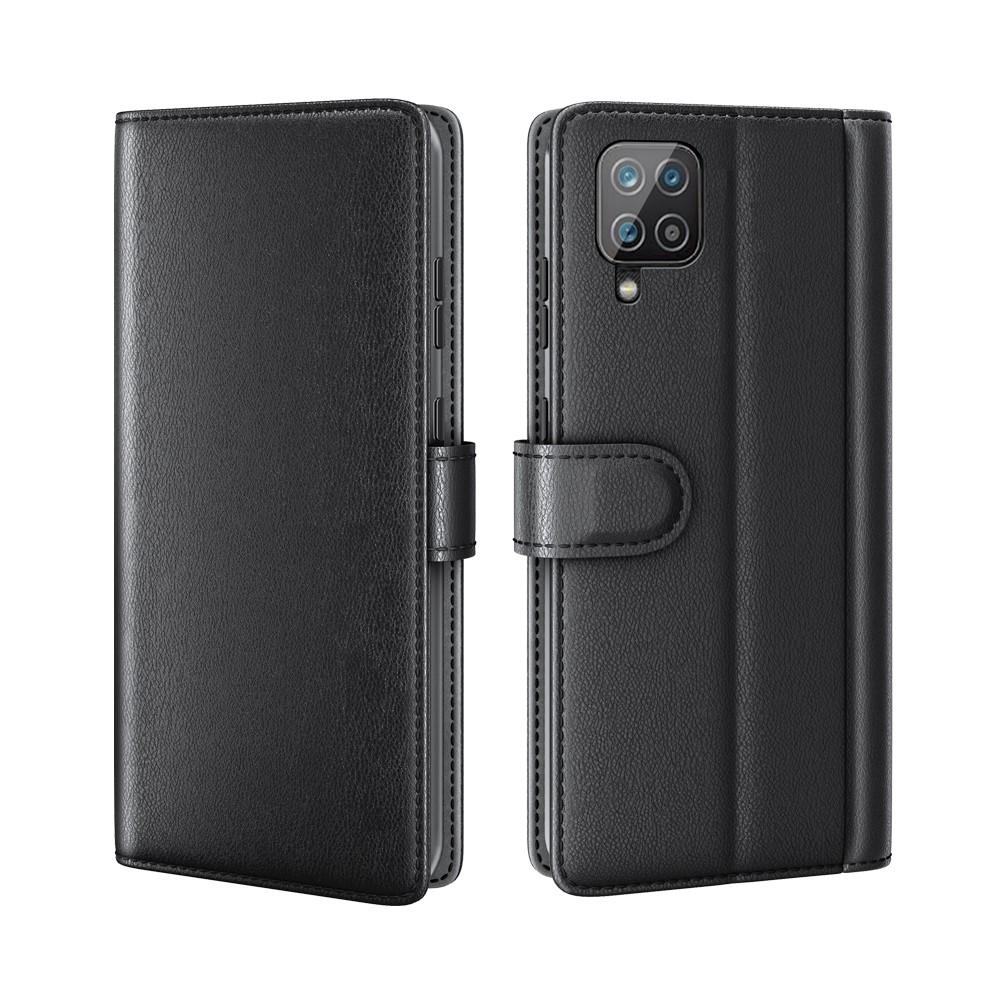 Samsung Galaxy A12 5G Genuine Leather Wallet Case Black