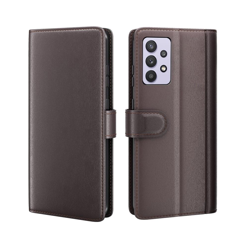 Samsung Galaxy A32 5G Genuine Leather Wallet Case Brown