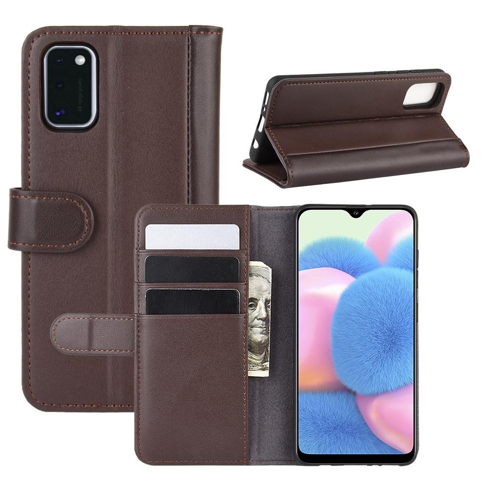 Samsung Galaxy A41 Genuine Leather Wallet Case Brown