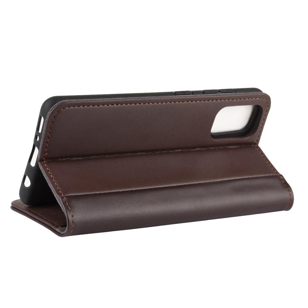 Samsung Galaxy A41 Genuine Leather Wallet Case Brown