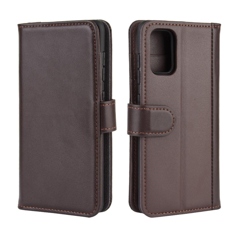 Samsung Galaxy A41 Genuine Leather Wallet Case Brown