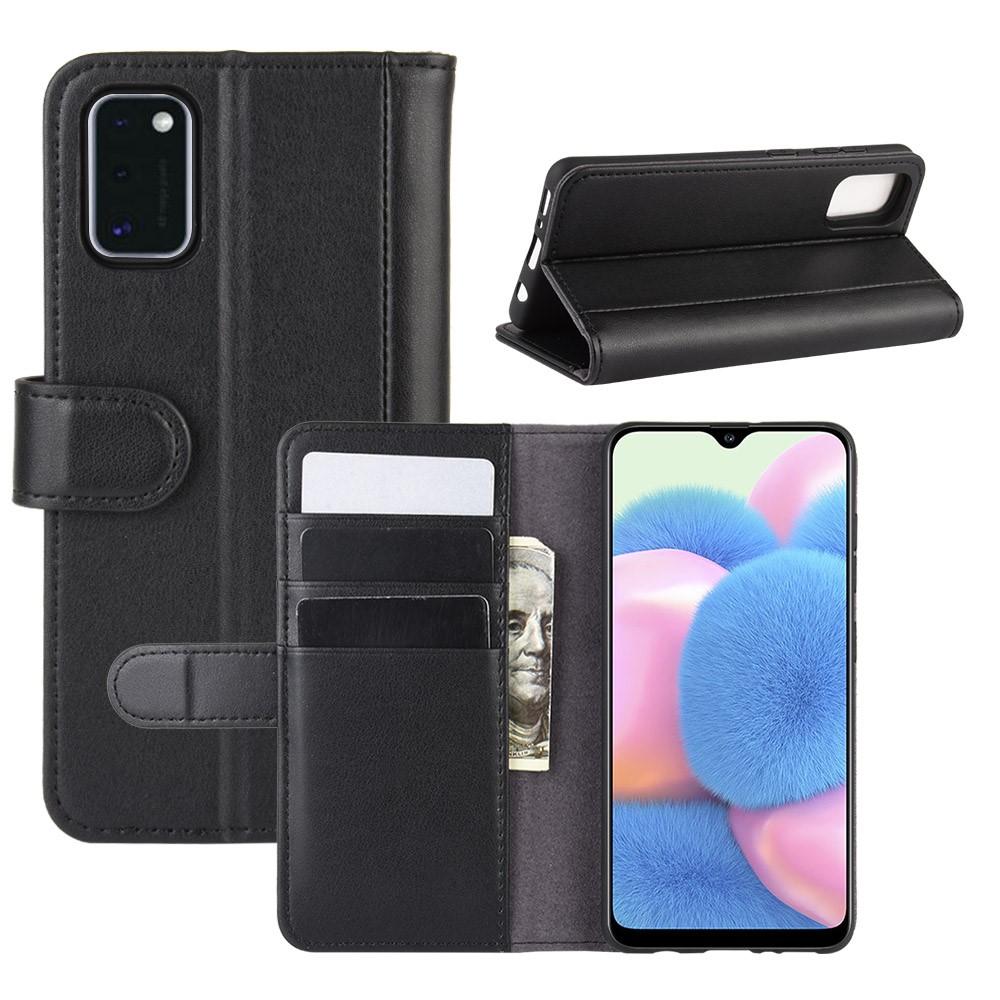 Samsung Galaxy A41 Genuine Leather Wallet Case Black