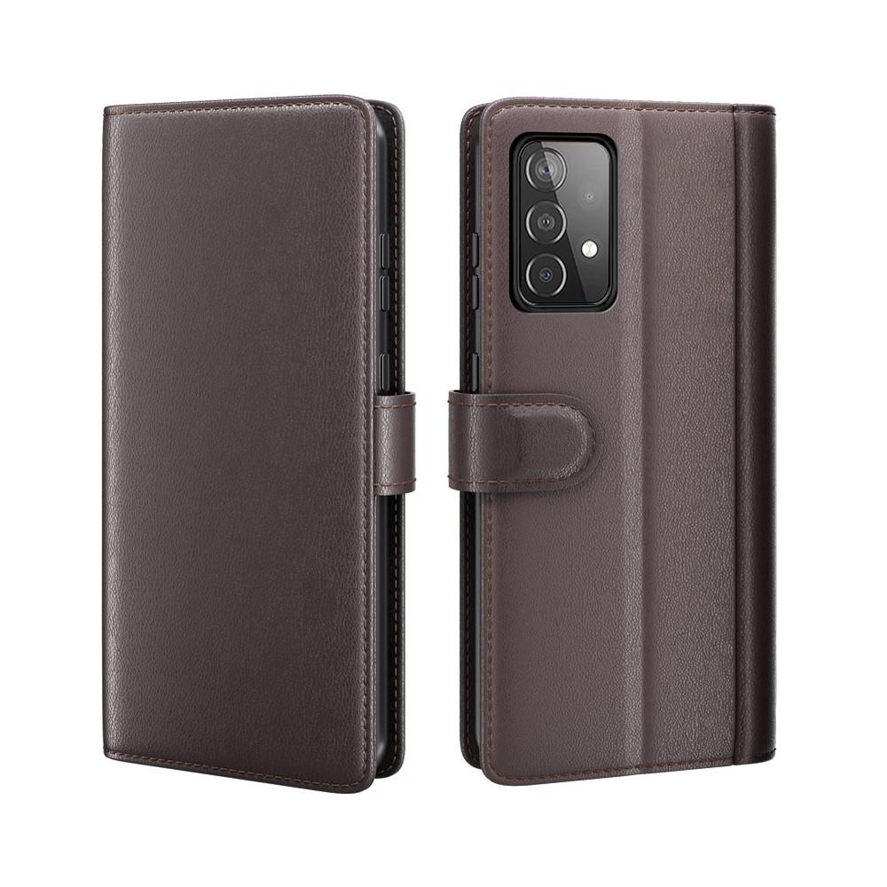 Samsung Galaxy A52 5G Genuine Leather Wallet Case Brown