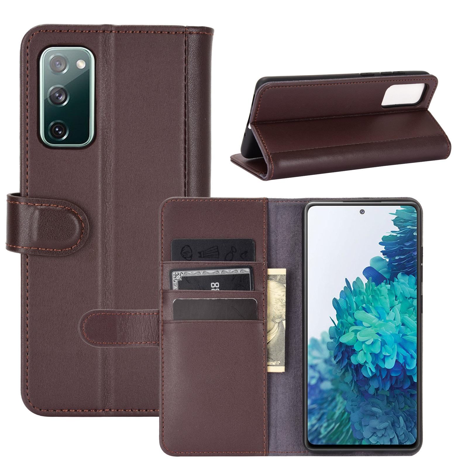 Samsung Galaxy S20 FE Genuine Leather Wallet Case Brown