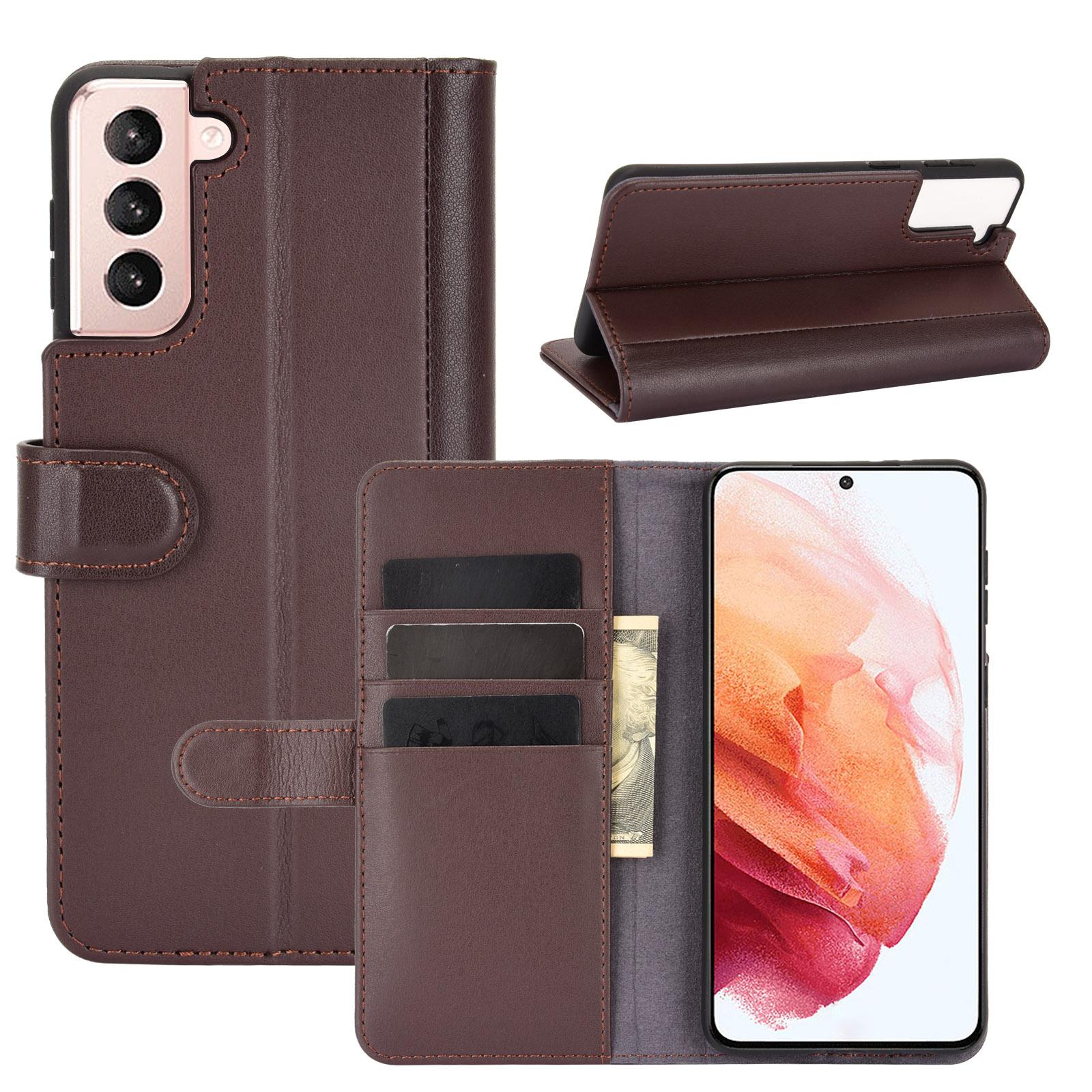 Samsung Galaxy S21 Genuine Leather Wallet Case Brown