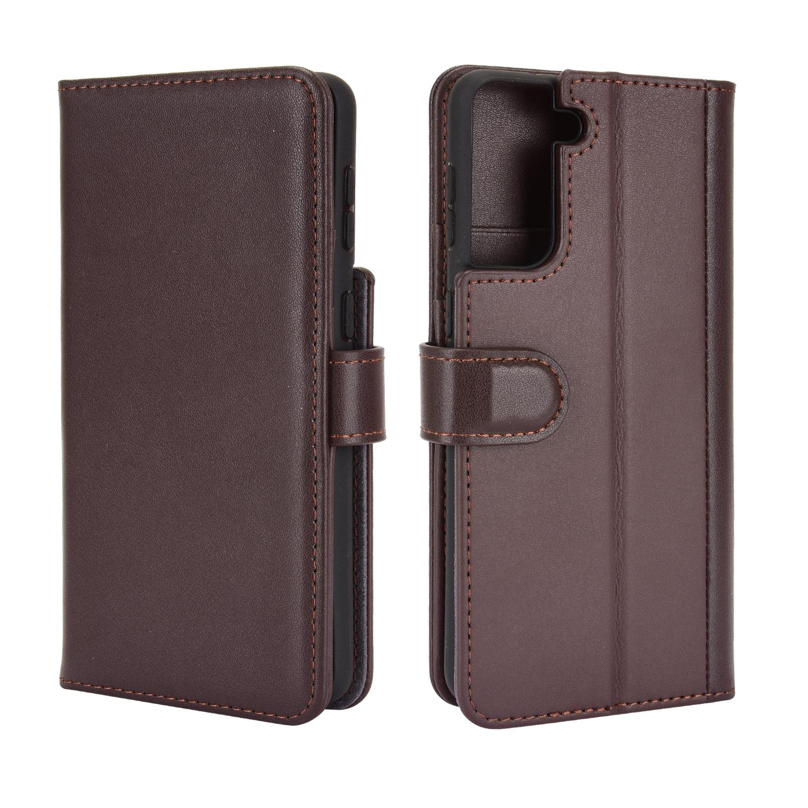 Samsung Galaxy S21 Genuine Leather Wallet Case Brown
