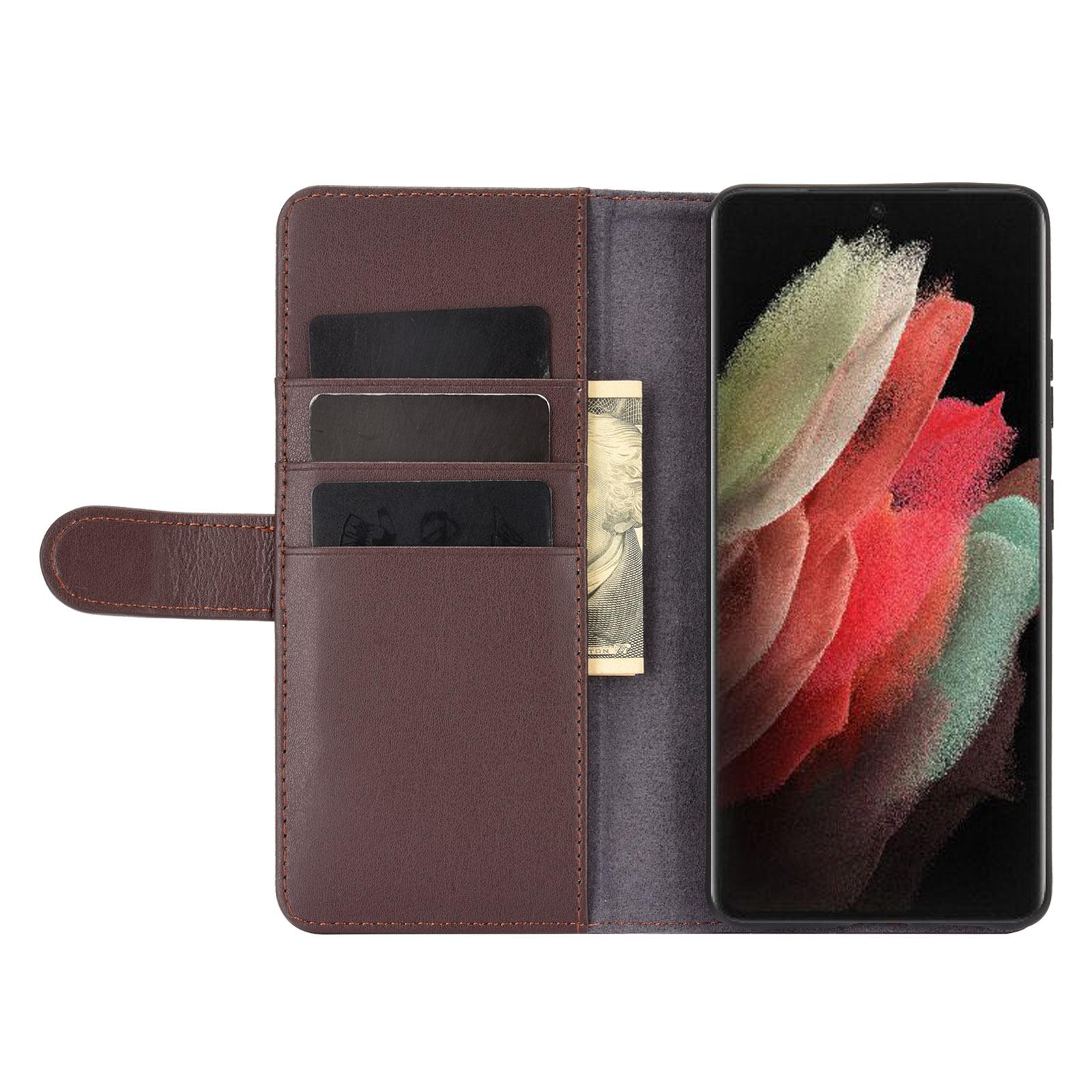 Samsung Galaxy S21 Ultra Genuine Leather Wallet Case Brown