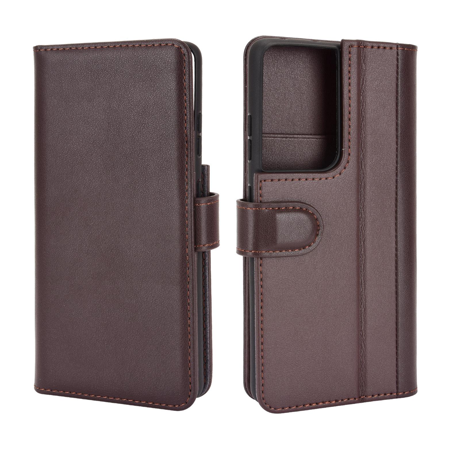 Samsung Galaxy S21 Ultra Genuine Leather Wallet Case Brown