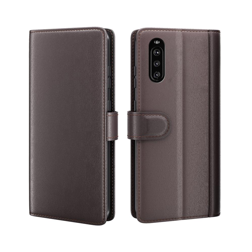 Sony Xperia 10 III Genuine Leather Wallet Case Brown
