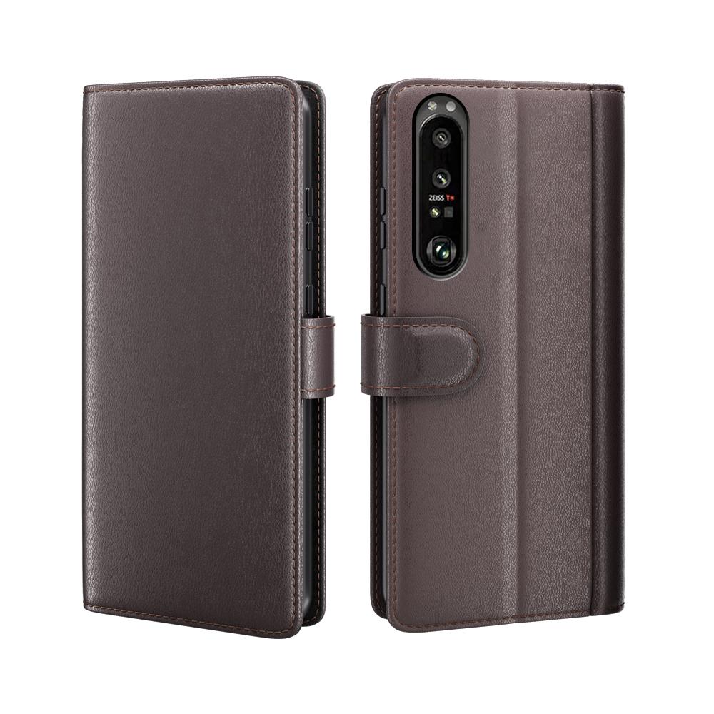 Sony Xperia 1 III Genuine Leather Wallet Case Brown