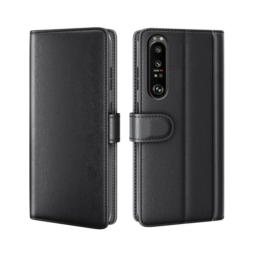 Sony Xperia 1 III Genuine Leather Wallet Case Black