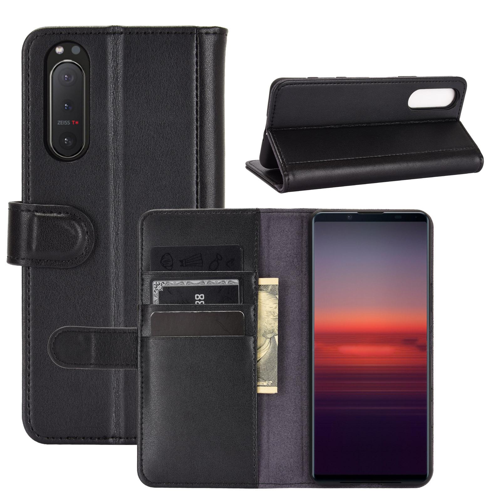 Sony Xperia 5 II Genuine Leather Wallet Case Black