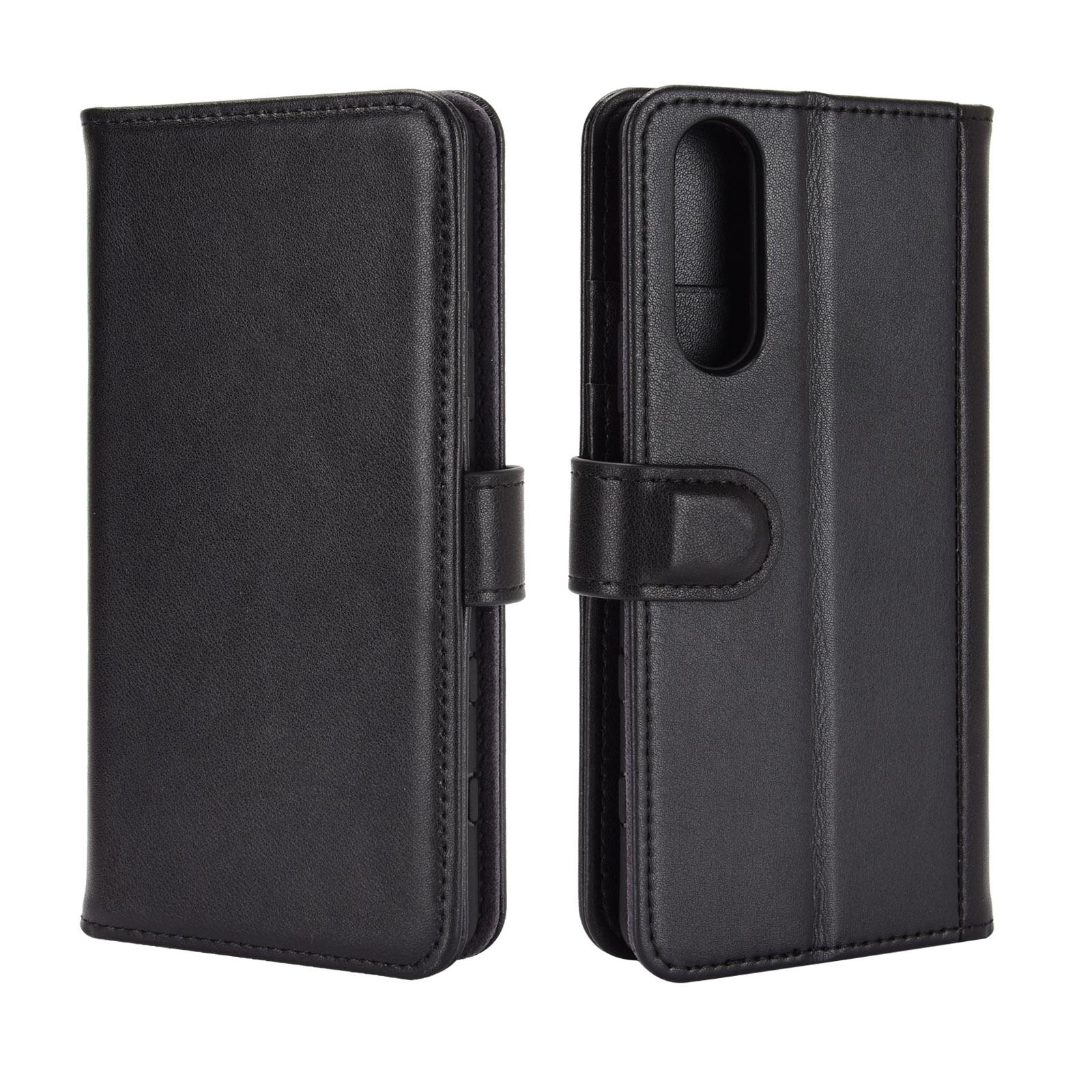 Sony Xperia 5 II Genuine Leather Wallet Case Black