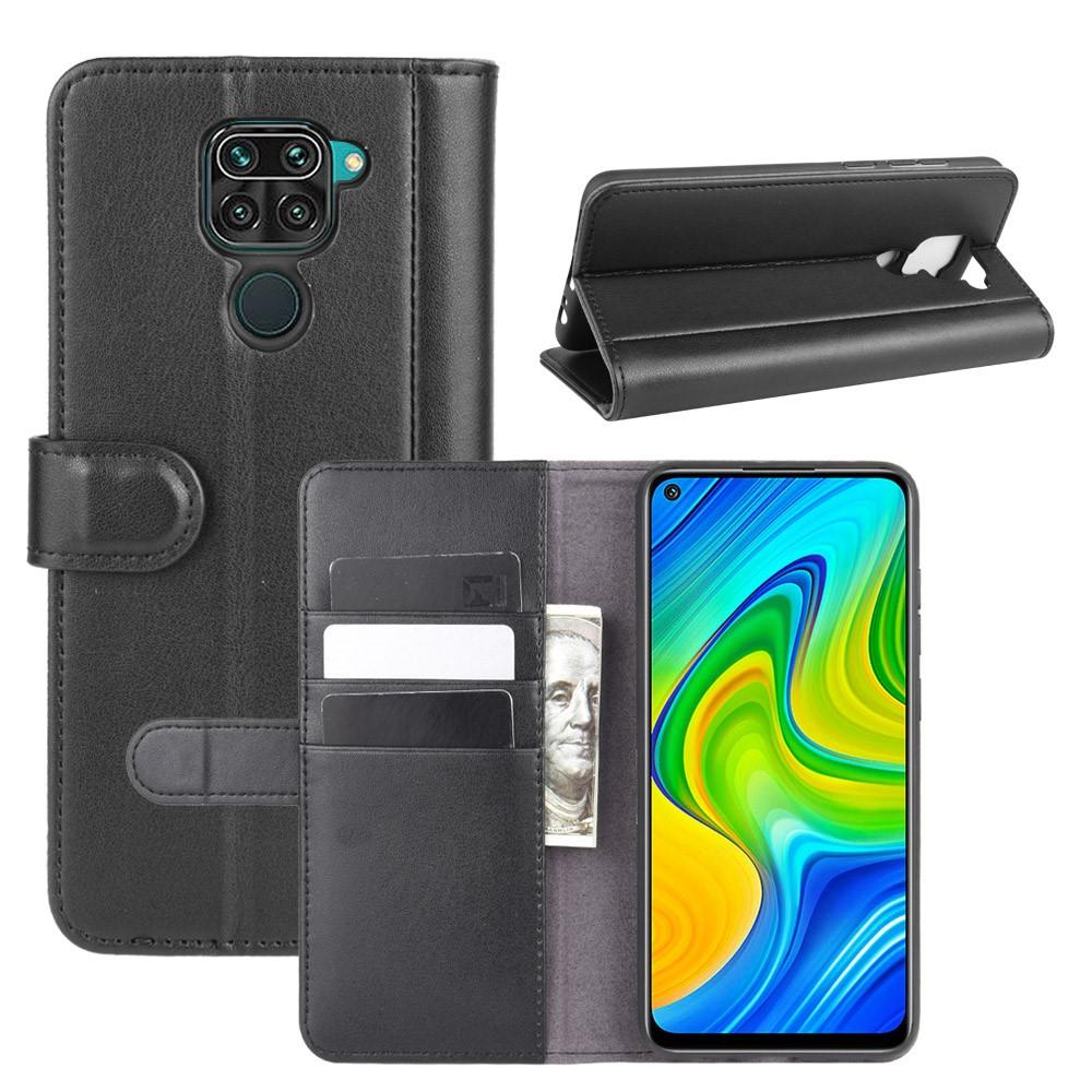 Xiaomi Redmi Note 9 Genuine Leather Wallet Case Black