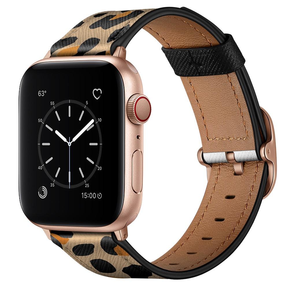 Apple Watch 45mm Series 9 Leather Strap Leopard