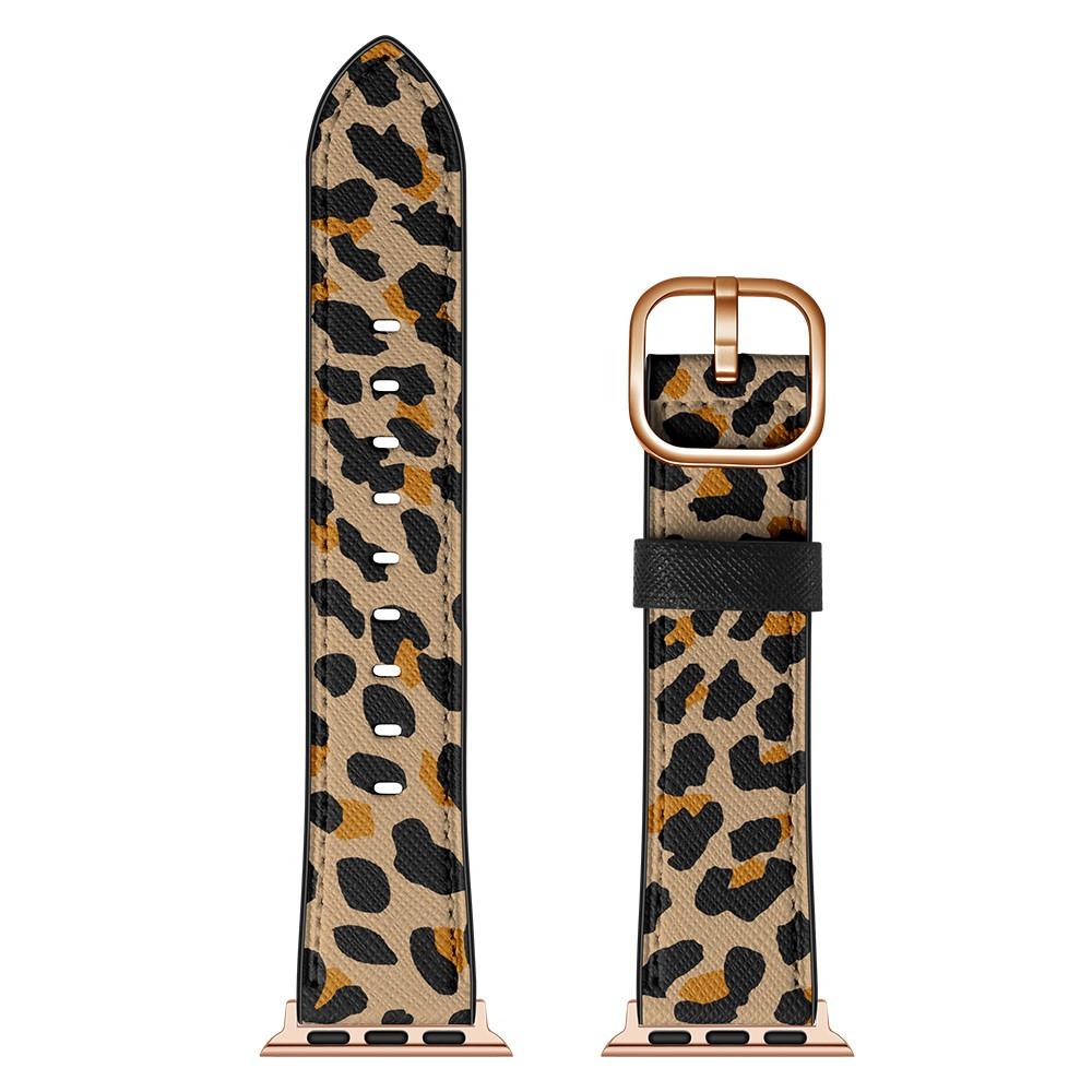 Apple Watch 45mm Series 9 Leather Strap Leopard