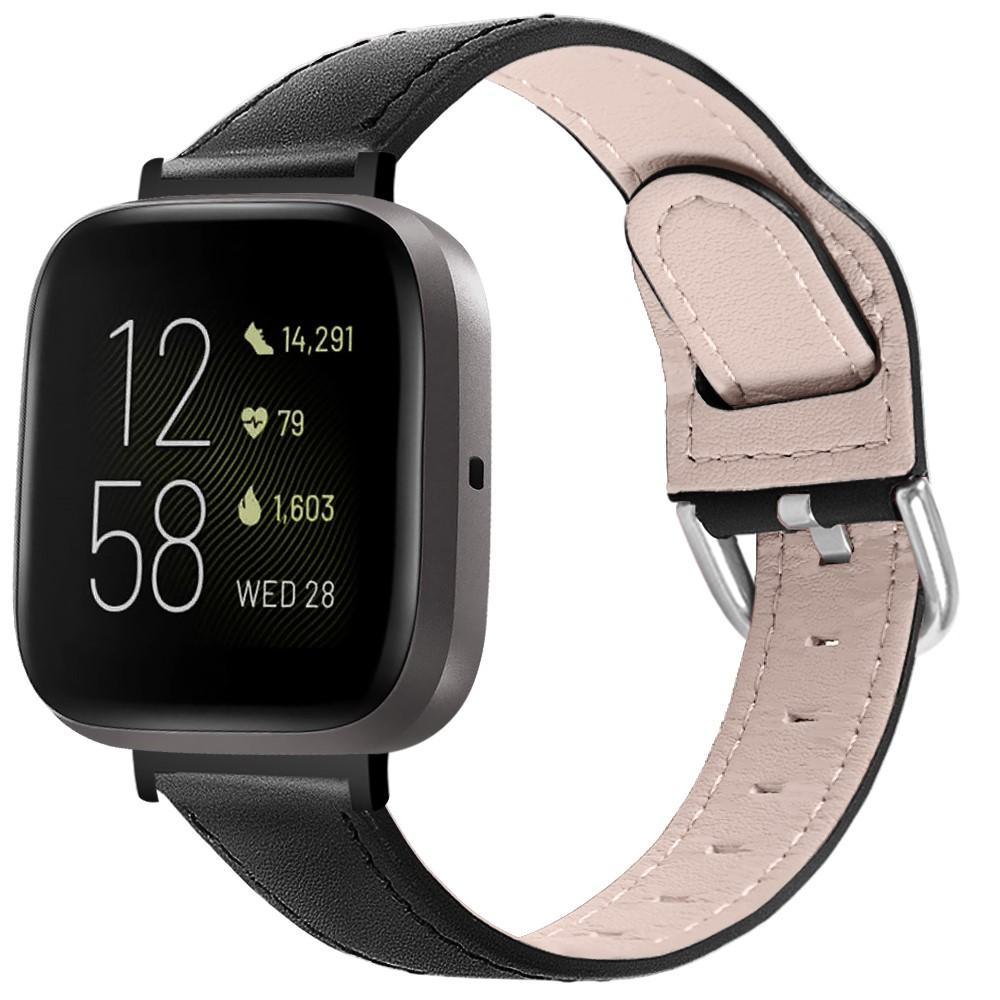 Fitbit Versa 3/Sense Leather Strap Black