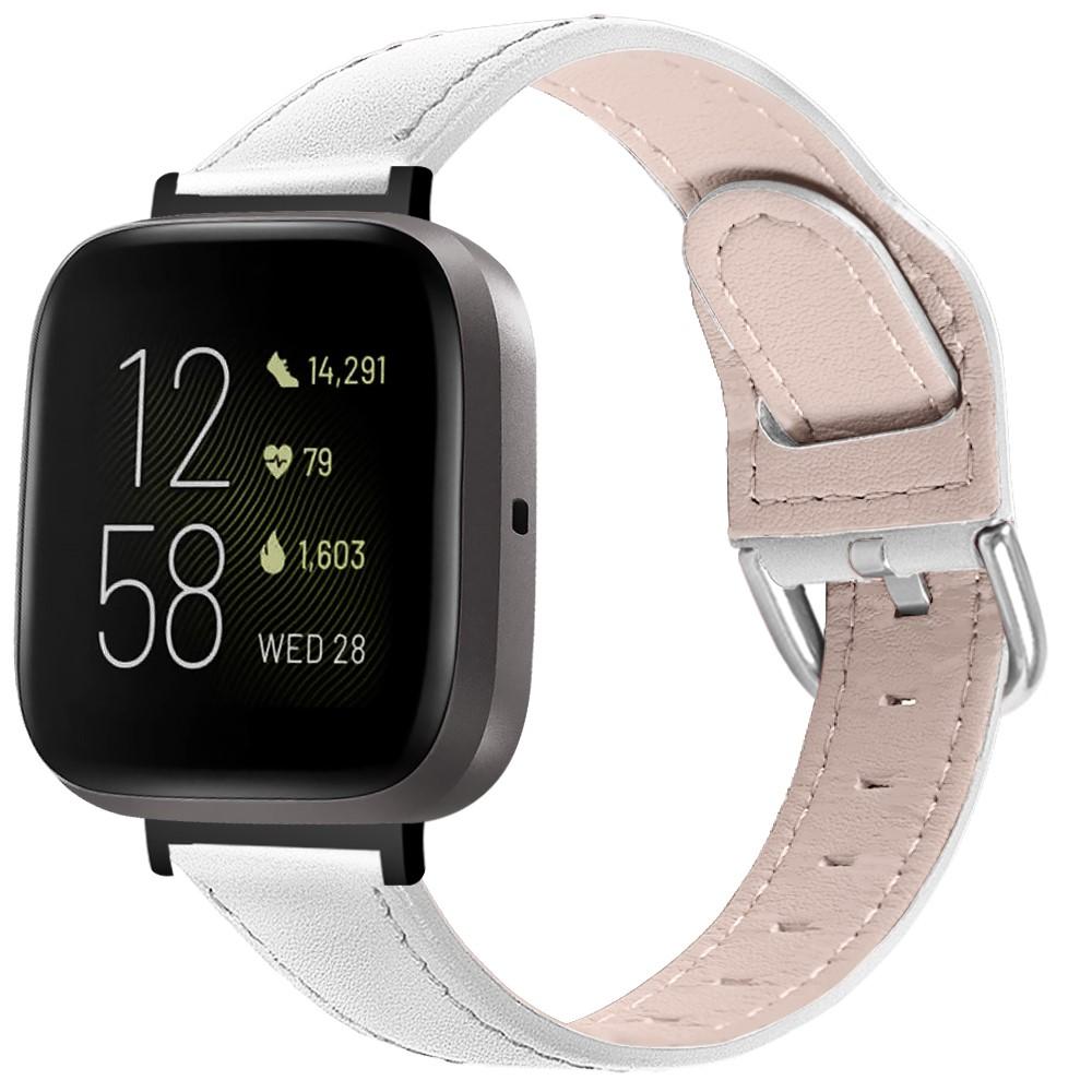 Fitbit Versa 3/Sense Leather Strap White