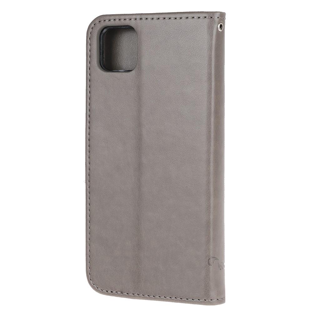 Huawei Y5p Leather Cover Imprinted Butterflies Grey