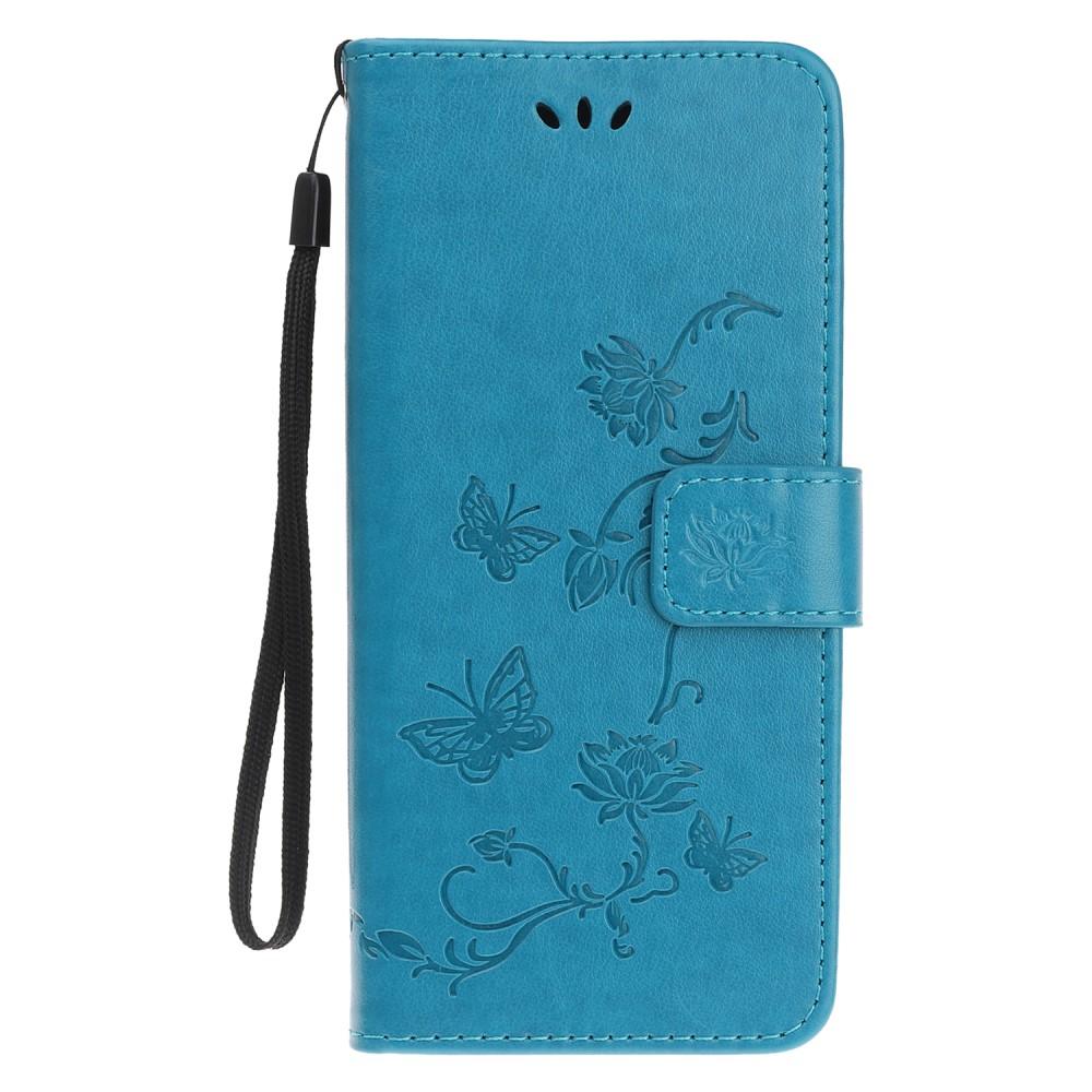 iPhone 12 Mini Leather Cover Imprinted Butterflies Blue