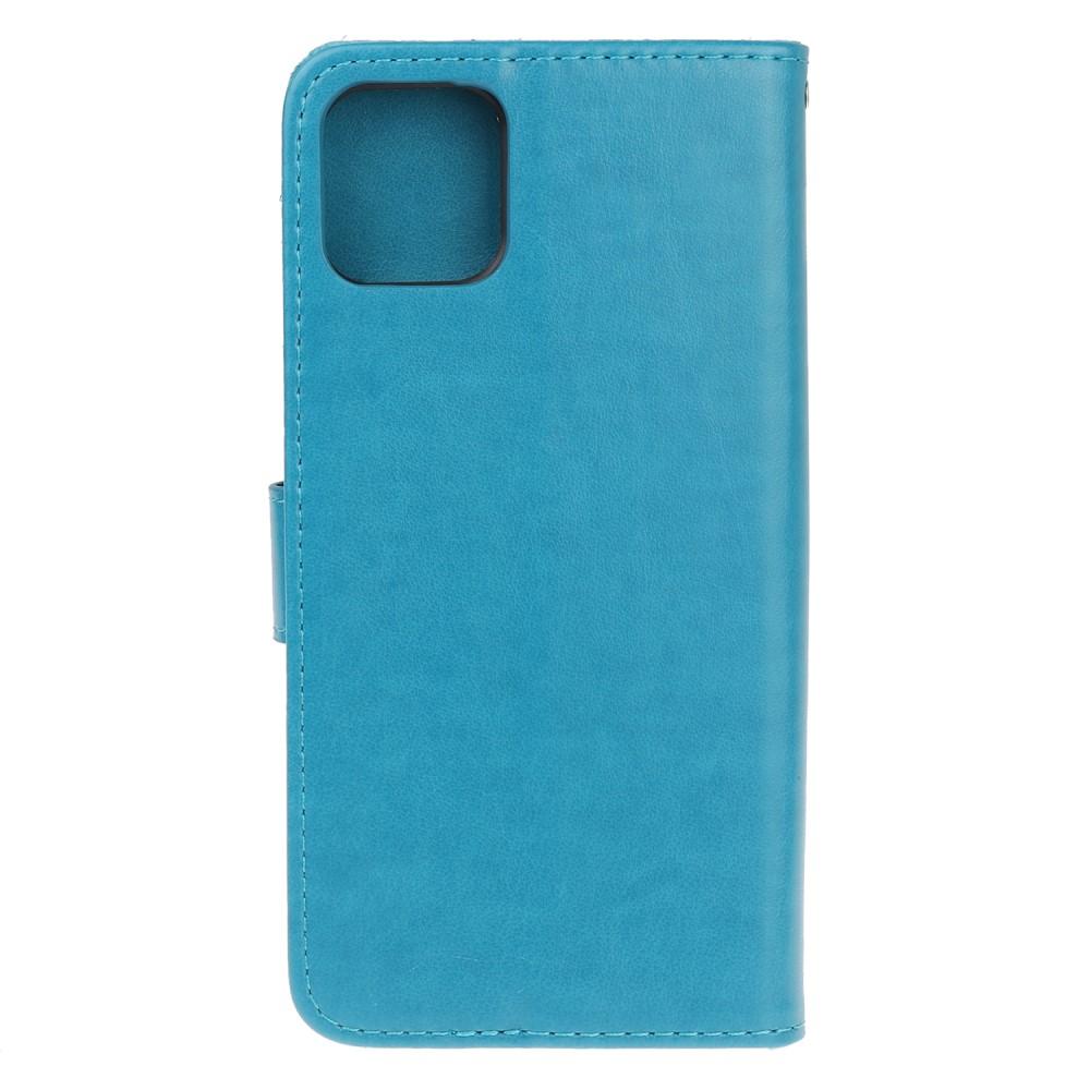 iPhone 12 Mini Leather Cover Imprinted Butterflies Blue