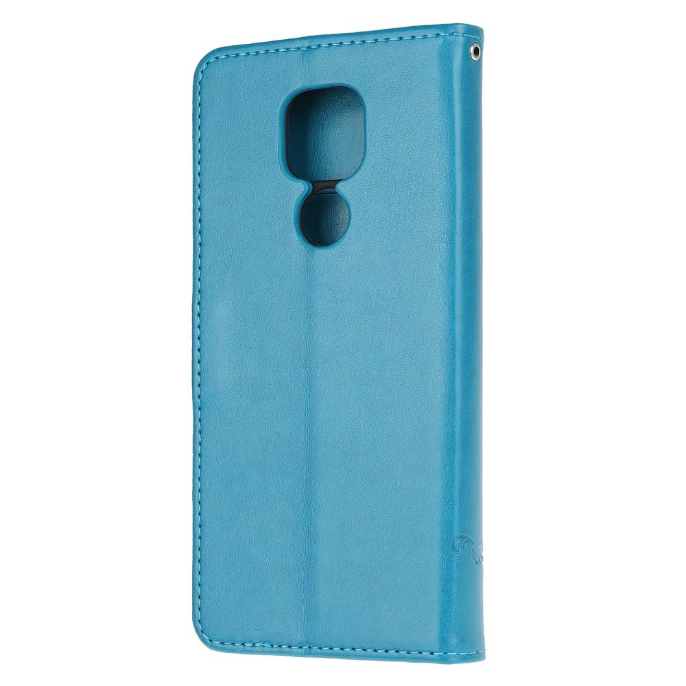 Motorola Moto G9 Play/E7 Plus Leather Cover Imprinted Butterflies Blue