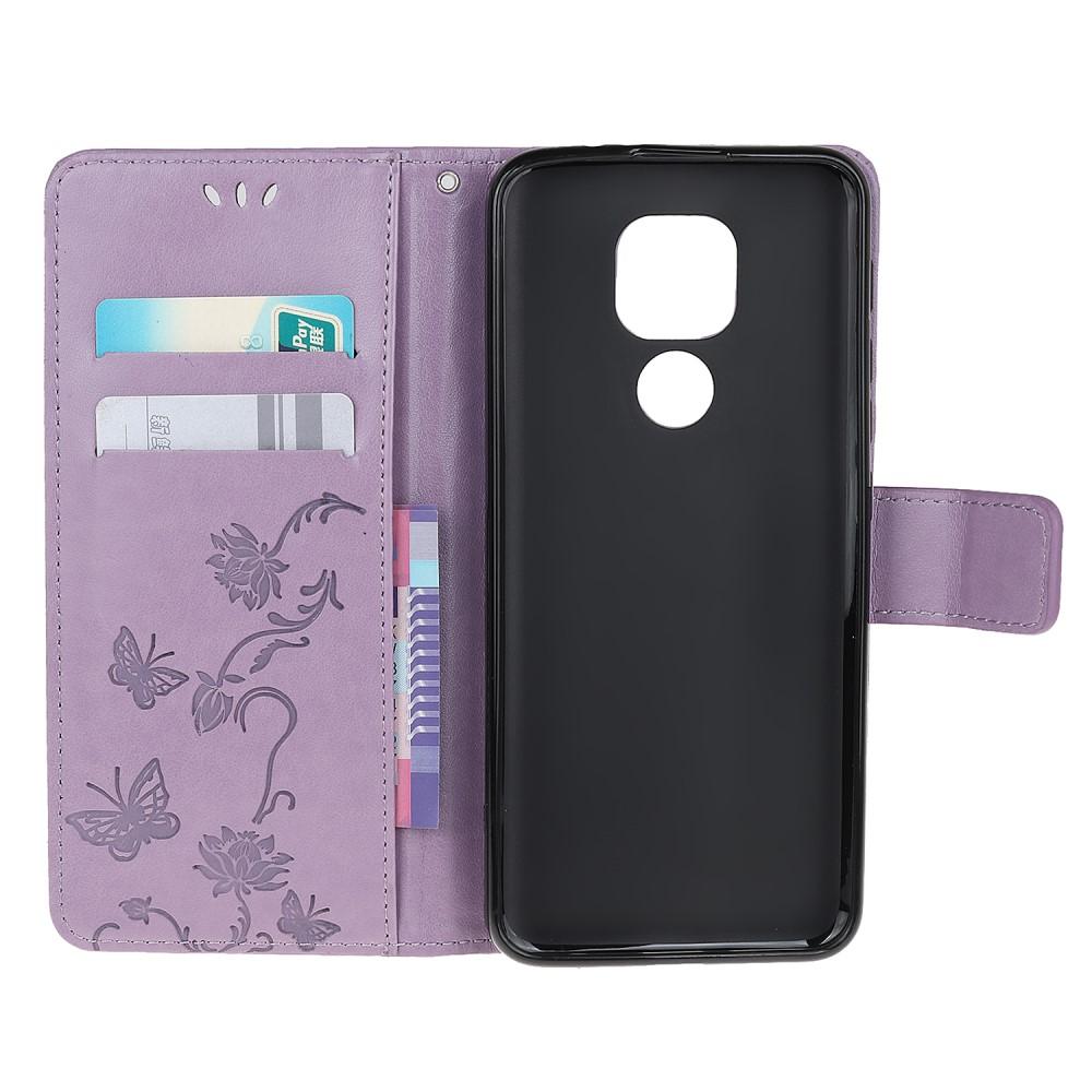 Motorola Moto G9 Play/E7 Plus Leather Cover Imprinted Butterflies Purple