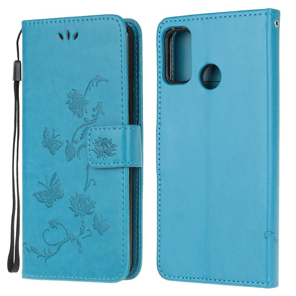 Motorola Moto G10/G20/G30 Leather Cover Imprinted Butterflies Blue