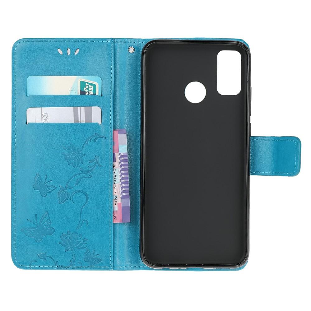 Motorola Moto G10/G20/G30 Leather Cover Imprinted Butterflies Blue