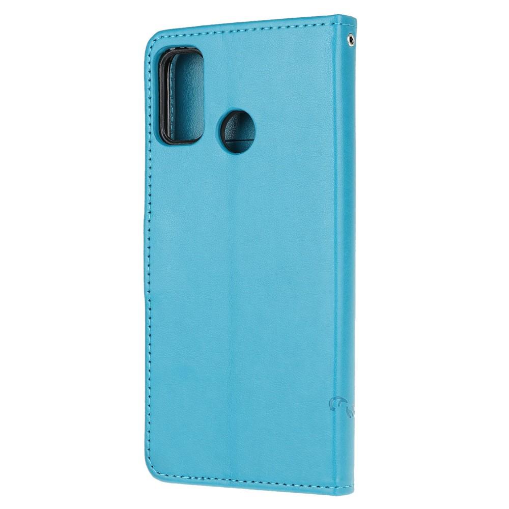 Motorola Moto G10/G20/G30 Leather Cover Imprinted Butterflies Blue